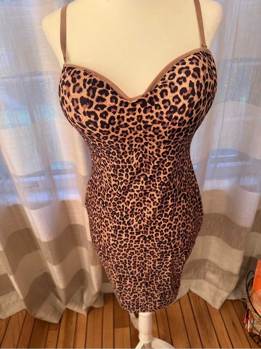 JLUXLABEL Leopard Print Slip Dress in Brown and Black